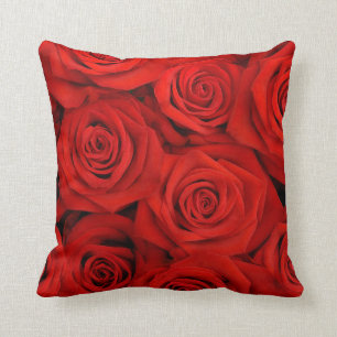 Red Spectacular Roses Throw Pillow