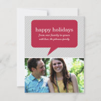 Red Speech Bubble & Stripes Holiday Flat Cards