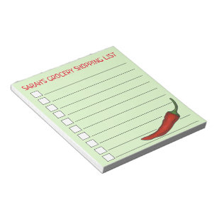 Red Spicy Hot Chili Pepper Vegetable Grocery List Notepad