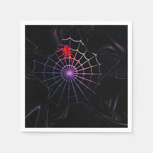 Red Spider In A Glowing Web Napkin (Front)