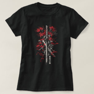 Red Spider Lily Flower Samurai Katana Japanese T-Shirt
