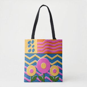 red spider lily tote botanical art bag flower