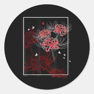 Red Spider Lily With Butterfly Japanese Anime Aest Classic Round Sticker