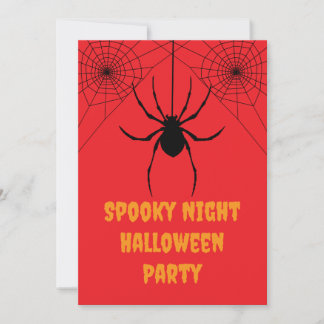 Red Spider Spooky Halloween Party Invitation