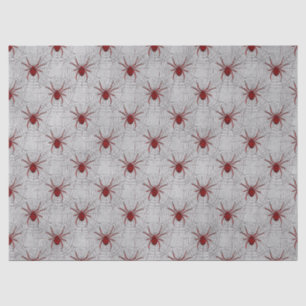 Red Spiders and Grey Webs on Grey Decoupage Tissue Paper