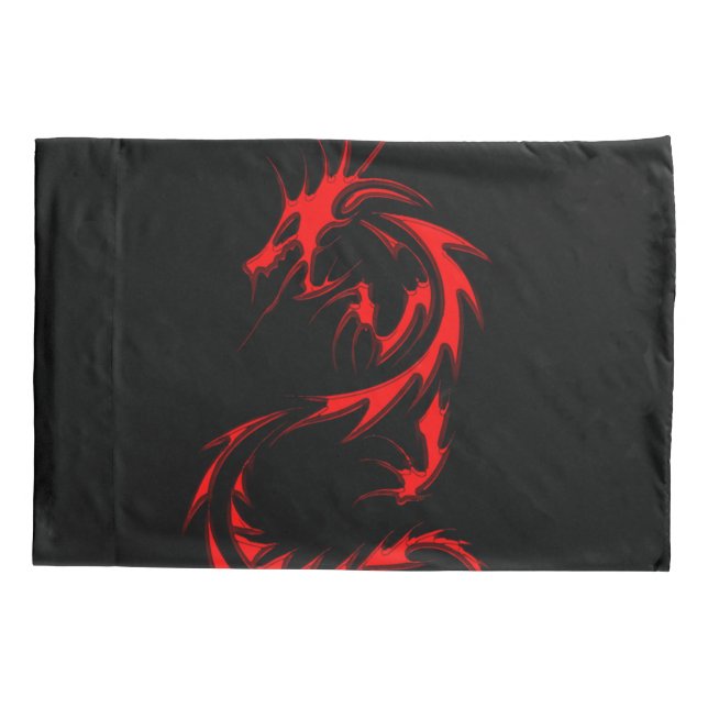 Red Spinal Dragon Watercolor Fantasy Art Pillowcase (Back)