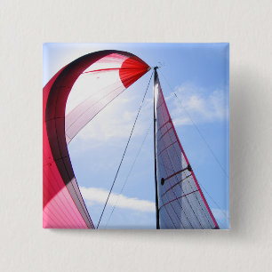 Red Spinnaker With Sun 2 Inch Square Button