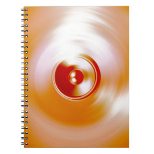 Red spinning music speaker notebook