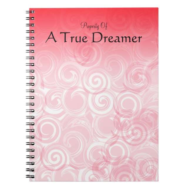 Red Spiral Template Background Notebook (Front)