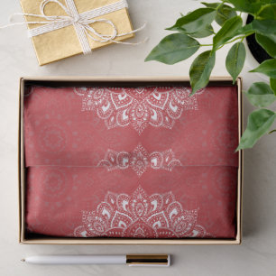 Red spiritual Indian mandala pattern Tissue Paper