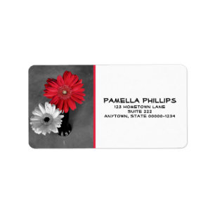 Red Splashed Dahlias   Monochrome Photography Label