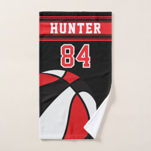 Red Sport 🏀 Basketball   DIY Text Hand Towel