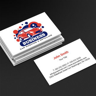 Red Sport Car Wash Detailing Service Business Card