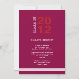 Red sport stripe graduation class invitation