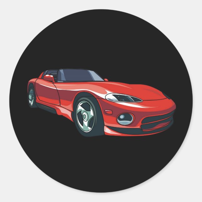 Red Sports Car Classic Round Sticker (Front)
