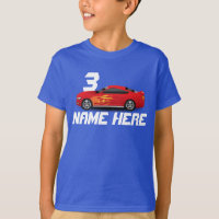 Red Sports Car Flames Boys Birthday Custom T-Shirt