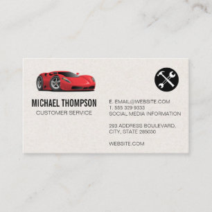 Red Sports Car Hardware Tools Business Card