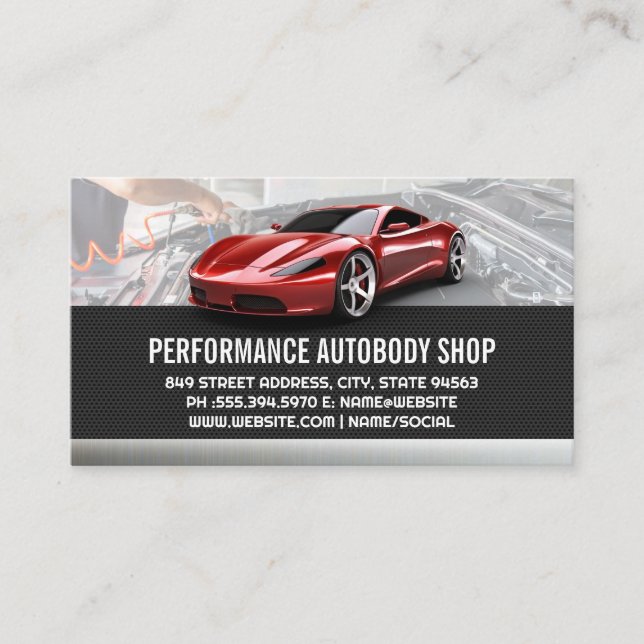 Red Sports Car | Mechanic Auto Shop Business Card (Front)