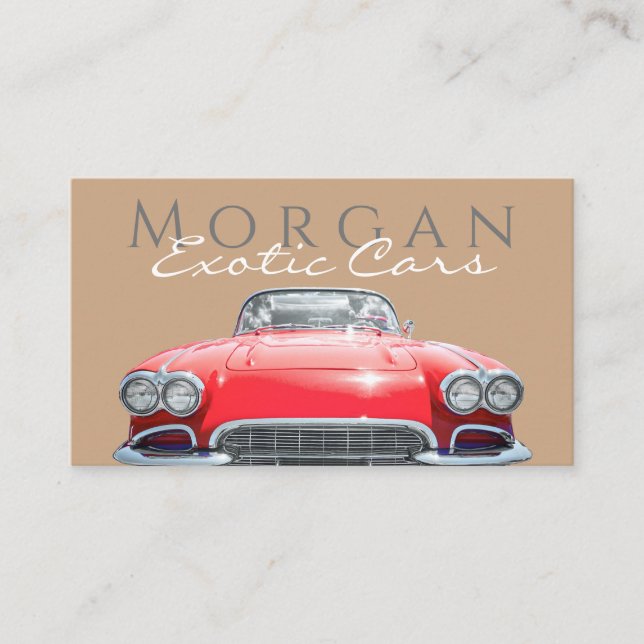 Red Sports Car, Name Title & Contact Info, QR code Business Card (Front)