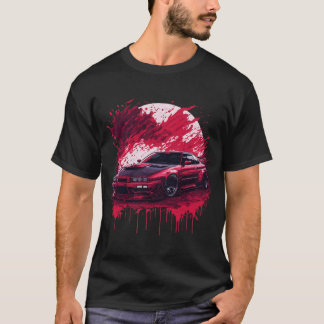 Red Sports Car on Bloody Moon Skyline Supra Evo T-Shirt