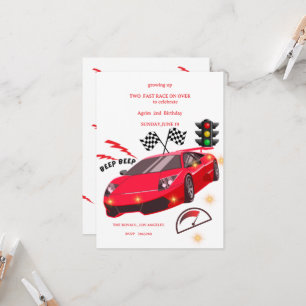 Red Sports Car Racing Theme Party Invite