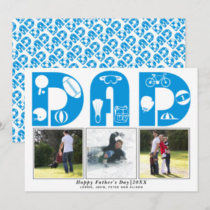 Red sports Dad Father's Day blue photo card