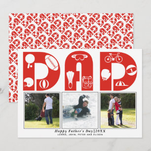 Red sports Dad Father's Day photo card