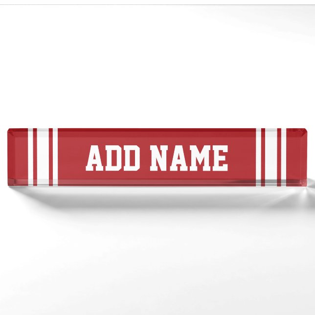 Red Sports Jersey with Your Name and Number Nameplate (Front)