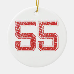 Red Sports Jerzee Number 55 Ceramic Ornament