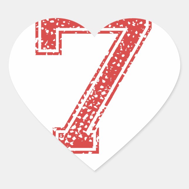 Red Sports Jerzee Number 7 Heart Sticker (Front)