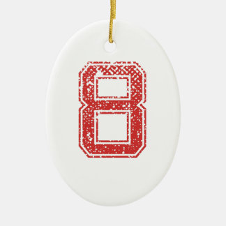 Red Sports Jerzee Number 8 Ceramic Ornament