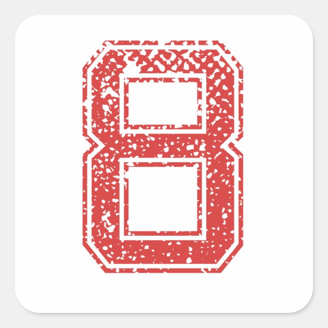 Red Sports Jerzee Number 8 Square Sticker (Front)