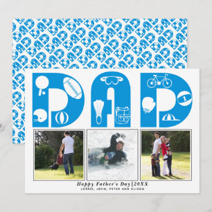 Red sports Papa Fête des pères bleu carte photo