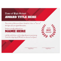 RED SPORTS Recognition Award Certificate