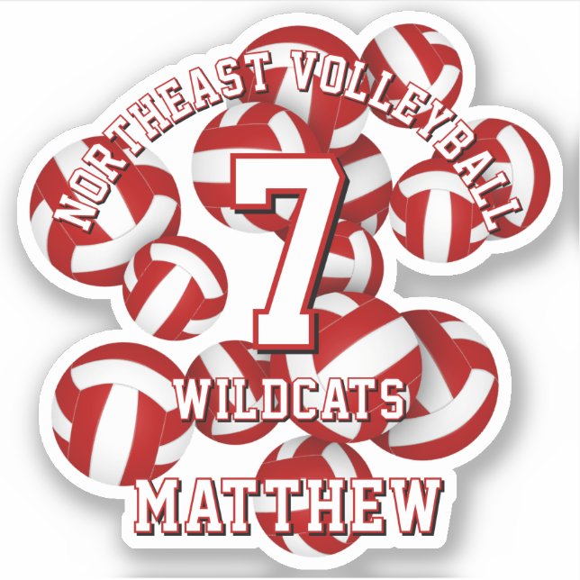 red sports team colours volleyballs kids name (Front)