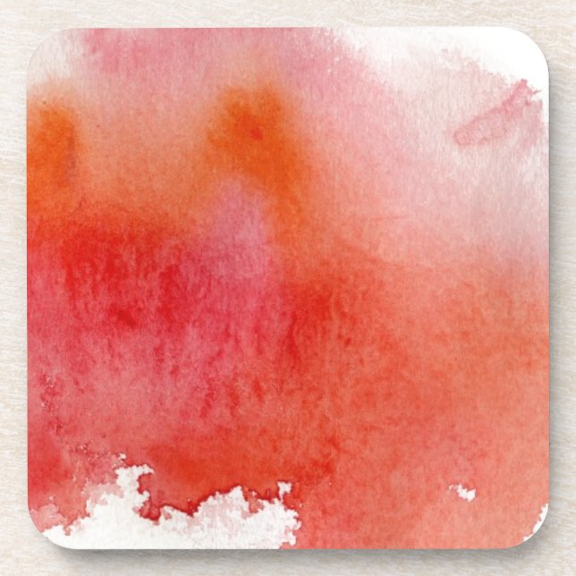 Red spot, watercolor abstract hand painted coaster (Front)