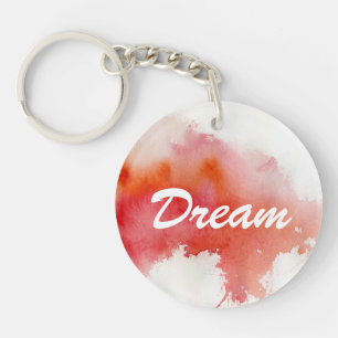 Red spot, watercolor abstract hand painted keychain