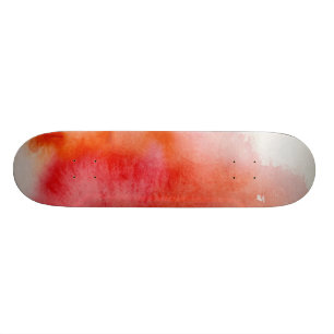 Red spot, watercolor abstract hand painted skateboard