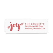 Red Sprigs of Joy Christmas Return Address Label