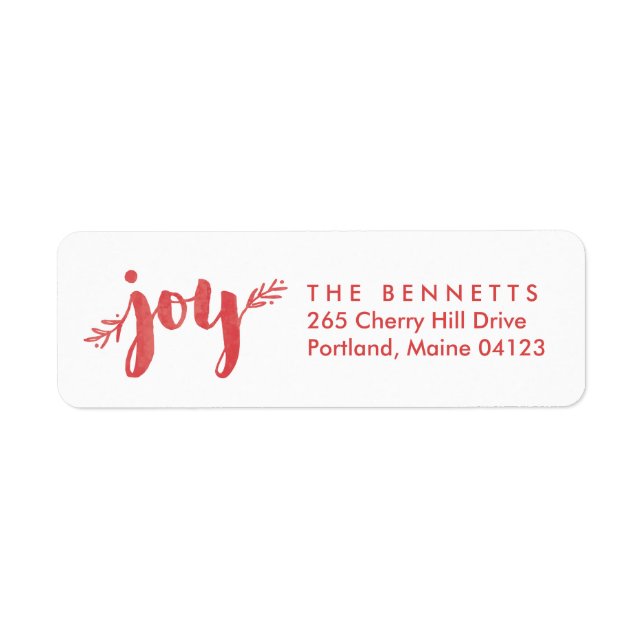 Red Sprigs of Joy Christmas Return Address Label (Front)