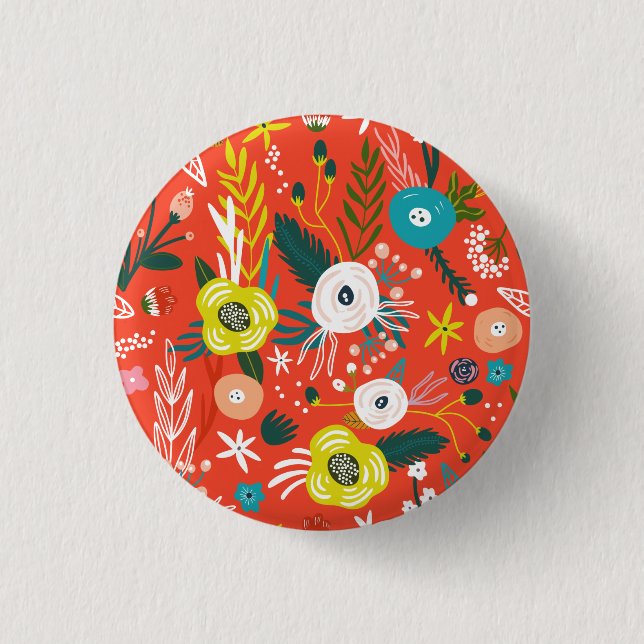 Red Spring Blooming Floral Blossom Garden  1 Inch Round Button (Front)