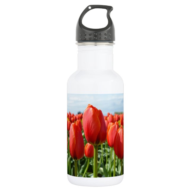Red spring tulips garden 532 ml water bottle (Front)