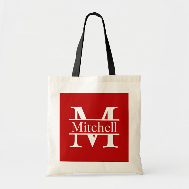 Red Square CB LF Monogrammed Tote Bag (Front)