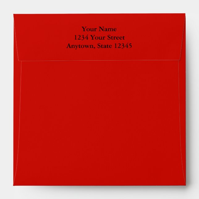 Red Square Envelope w/ Printed Return Address (Back (Top Flap))