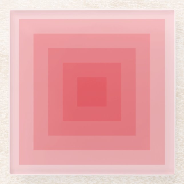 Red Square Geometric Glass Coaster (Front)