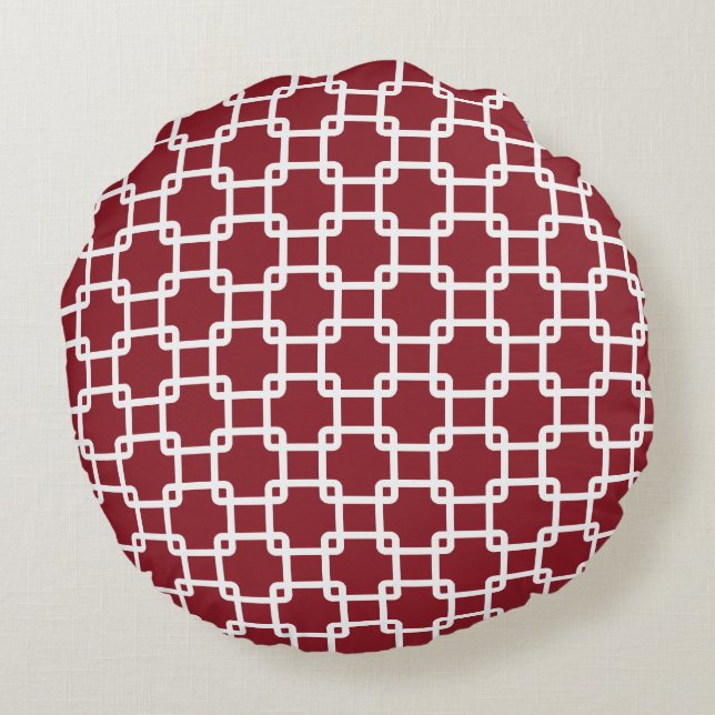 Red Square Link Round Pillows (Back)