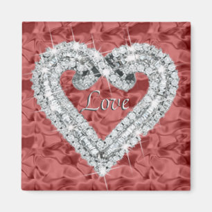 Red Square Love Diamond Heart Magnet