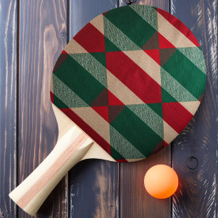 Red Square Plaid Ping Pong Paddle