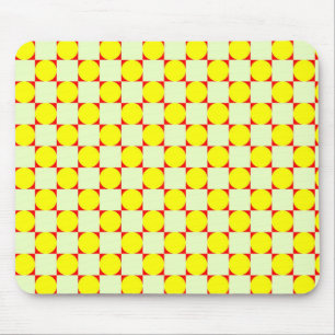 Red Square Yellow Circles Mouse Pad