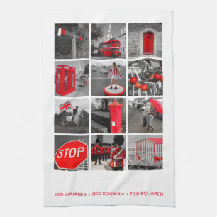 Red Squares Kitchen Towel